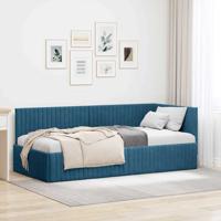 Hoekbedframe met hoofdeinde Blauw 90 x 200 cm Fluweel