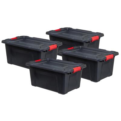 5Five opbergbox/opbergkrat - 10x - 30 Liter - zwart - kunststof - L53 x B36 x H27 cm - stapelbaar