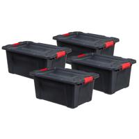 5Five opbergbox/opbergkrat - 10x - 30 Liter - zwart - kunststof - L53 x B36 x H27 cm - stapelbaar 5Five opbergbox/opbergkrat - 10x - 30 Liter - zwart - kunststof - L53 x B36 x H27 cm - stapelbaar