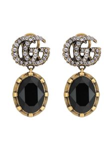 Gucci boucles d'oreilles à logo ornées de cristaux - Noir