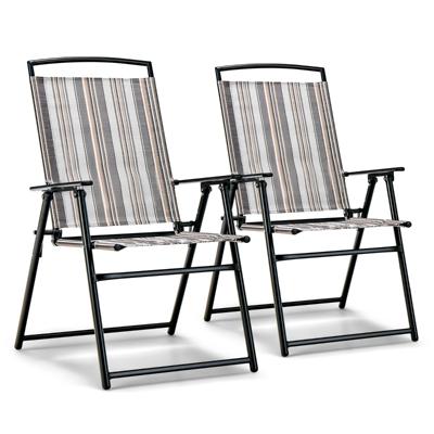 2-Delige Set Tuinstoelen Inklapbaar met Armleuningen 51 x 61,5 x 92 cm Grijs