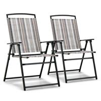 2-Delige Set Tuinstoelen Inklapbaar met Armleuningen 51 x 61,5 x 92 cm Grijs