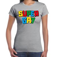 Gay Pride T-shirt voor dames - super gay - grijs - pride - regenboog - LHBTI - thumbnail