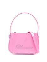 Blumarine sac cabas verni à logo strassé - Rose