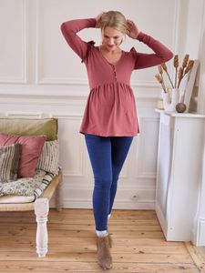 T-shirt blouse voor zwangerschap en borstvoeding terracotta