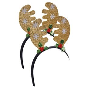 Kerst diadeems/haarbanden - 2x st- rendier gewei - 22 cm