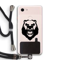 Angry Bear (black): Pixel 3 XL Transparant Hoesje met koord