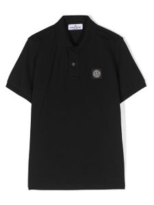 Stone Island Junior polo en coton à patch Compass - Noir