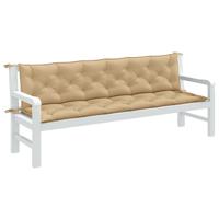 Tuinbankkussens 2 st 200x50x7 cm stof gemleerd beige