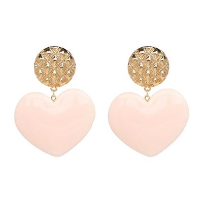 Perzik hart oorbellen retro serie acryl Stud Oorbellen voor vrouwen (lichte huid roze)