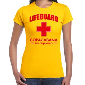 Lifeguard/ strandwacht verkleed t-shirt / shirt Lifeguard Copacabana Rio De Janeiro geel voor dames