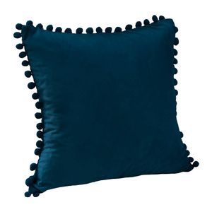 QUVIO Kussenhoes 50 x 50cm met bolletjes fluweel - Donkerblauw