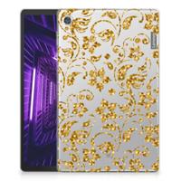 Lenovo Tab M10 Plus | Siliconen hoesje | Gouden Bloemen