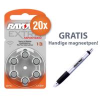 Voordeelpak Rayovac gehoorapparaat batterijen - Type 13 (oranje) - 20 x 6 stuks + gratis magnetische batterijpen
