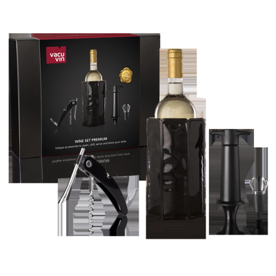 Vacu Vin Wijnset Premium - Zwart - 4 delige set