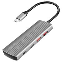 LogiLink UA0413 USB 3.2 Gen 2-hub 4 poorten Met aluminium behuizing, Met snellaadpoort Spacegrijs