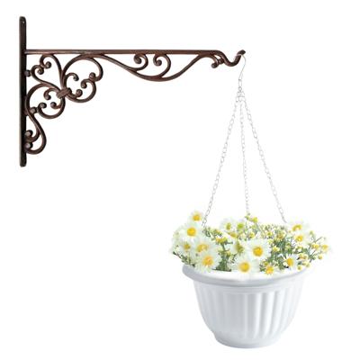 Hangpot + Muurhaak Como - wit - D20 cm - kunststof - ijzer - tuinaccessoires