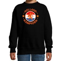 Zwarte fan sweater / trui Holland kampioen met leeuw EK/ WK voor kinderen