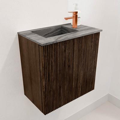 Toiletmeubel Mondiaz Joya Dlux | 40 cm | Meubelkleur Walnut | Faye wastafel Sombra Wasbak Links | 1 kraangat