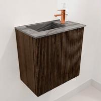 Toiletmeubel Mondiaz Joya Dlux | 40 cm | Meubelkleur Walnut | Faye wastafel Sombra Wasbak Links | 1 kraangat