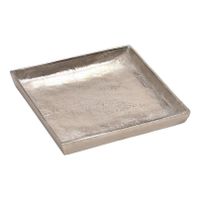 Woondecoratie aluminium kaarsen plateau zilver vierkant 20 cm