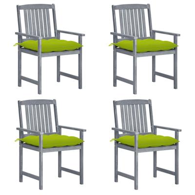 Tuinstoelen 4 st met kussens massief acaciahout grijs