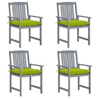 Tuinstoelen 4 st met kussens massief acaciahout grijs