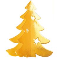 Hangdecoratie karton kerstboom goud 35 cm - thumbnail