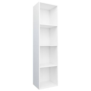 The Living Store Boekenkast - bewerkt hout - 36 x 30 x 143 cm - wit