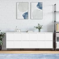 Dressoirs 3 st bewerkt hout wit