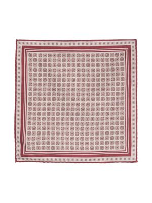 Brunello Cucinelli carré de poche réversible en soie à motif géométrique - Rouge