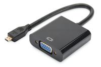 Digitus DA-70460 HDMI / VGA Adapter [1x HDMI-stekker D micro - 1x VGA-bus, Jackplug female 3,5 mm] Zwart 10.00 cm