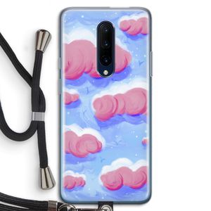Roze wolken met vogels: OnePlus 7 Pro Transparant Hoesje met koord