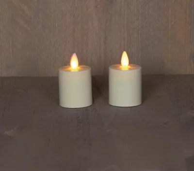 Anna&apos;s Collection LED votief kaars flame effect set 8x4.5cm ivoor 2 stuks