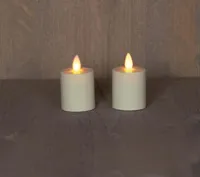 Anna&apos;s Collection LED votief kaars flame effect set 8x4.5cm ivoor 2 stuks
