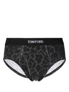 TOM FORD slip imprimé à taille à logo - Gris