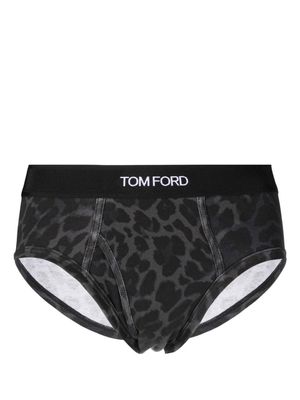 TOM FORD slip imprimé à taille à logo - Gris