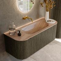 Badmeubel Mondiaz Kurve-Dlux | 120 cm | Meubelkleur Shadow | Wastafelkleur Saba | Solid surface | Wasbak midden spoelbak | Zonder kraangat(en)