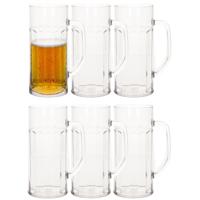 Bierpul/bierglas ribbel - 6x - transparant onbreekbaar kunststof - 56 cl/560 ml