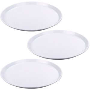 Set van 6x stuks wit rond horeca dienblad/serveerblad van kunststof 34 cm