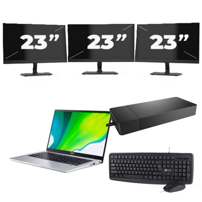 Acer Swift SF114-34 - Intel Celeron N4500 - 14 inch - 4GB RAM - 256GB SSD - Windows 11 Home + 3x 23 inch Monitor
