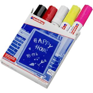 Edding 4090 4-4090999 Krijtmarker Zwart, Rood, Wit, Neon-geel, Neon-pink 4 mm, 15 mm N/A