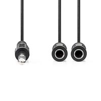 Nedis Stereo-Audiokabel | 6,35 mm Male | 2x 6,35 mm Female | Vernikkeld | 0.20 m | Rond | Doos - CAGB23110BK02