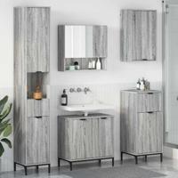 Badkamermeubelset met lade Grijs Sonoma Engineered hout, Metaal