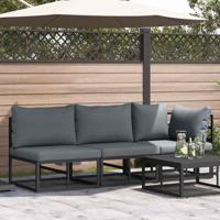Buitenmeubelsets met kussen met kussen 3 pcs Zwart en Anthraciet