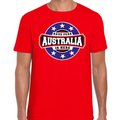 Have fear Australia is here / Australie supporter t-shirt rood voor heren Have fear Australia is here / Australie supporter t-shirt rood voor heren