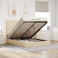Ottoman bed met matras en LED's 140x200cm stof crèmekleurig