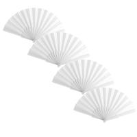 Spaanse Handwaaier - 4x - wit - 23 x 43 cm - Verkoeling waaiers voor zomerse themperatuur