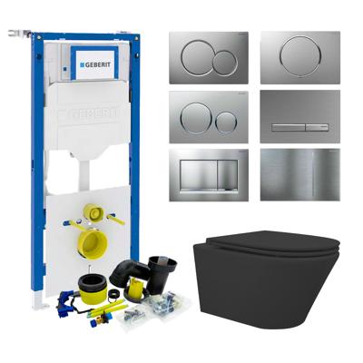 Geberit up320 Toiletset Vesta Tornado Flush Rimless | Met Zitting | Mat Zwart | Sigma Drukplaat