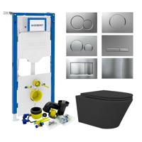 Geberit up320 Toiletset Vesta Tornado Flush Rimless | Met Zitting | Mat Zwart | Sigma Drukplaat